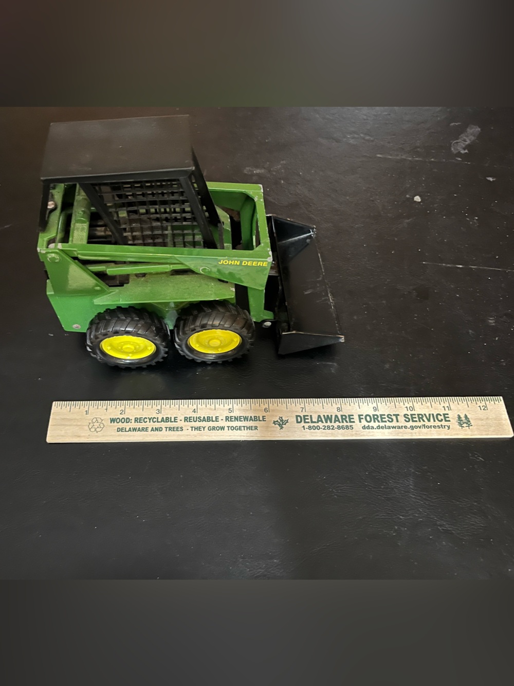 John Deere Green and Yellow Metal Skid Steer Loader Toy